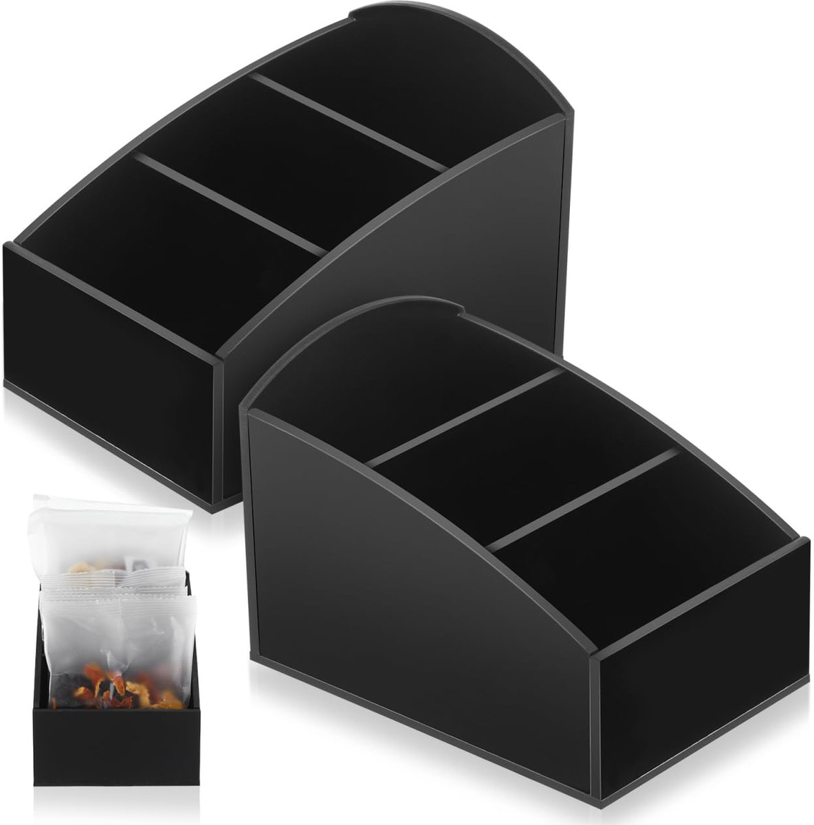 SnelShoppen - 2 Stuks Koffie-Organizer Tafelstandaard | Theedoos van Acryl met 3 Vakken | Theezakjesbox voor Hotel | Suikerzakhouder voor Tafel