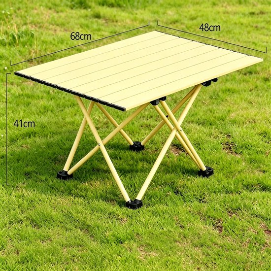 Beige opklapbare buitentafel compact model 68*48*41cm stevig frame geschikt voor tuinen campings en terrassen — afbeelding 3