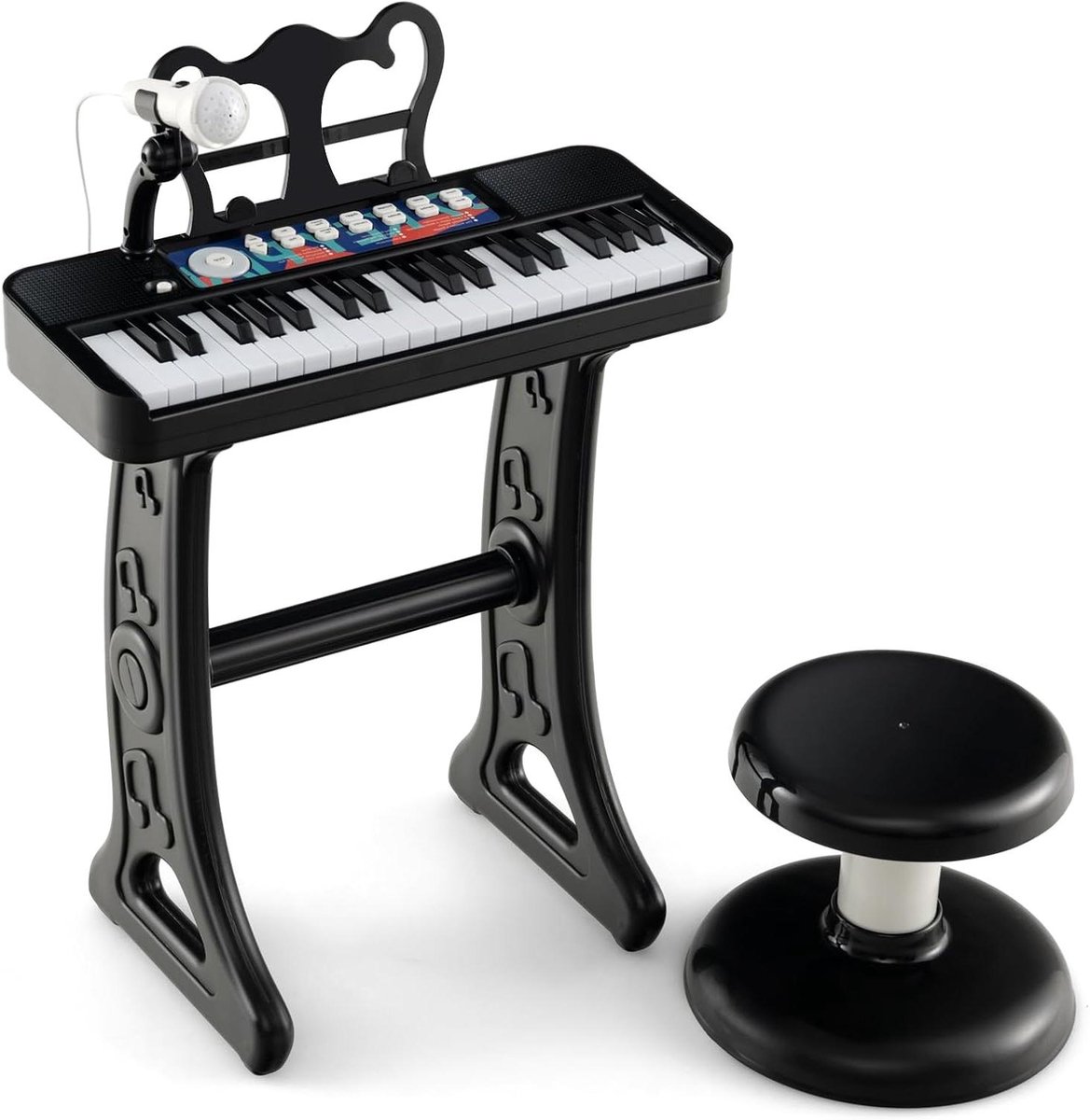 Kinder Piano Set - Elektronisch Speelgoed - Muziek Leren Spelen - Met Microfoon Standaard - 37 Toetsen - Zwart