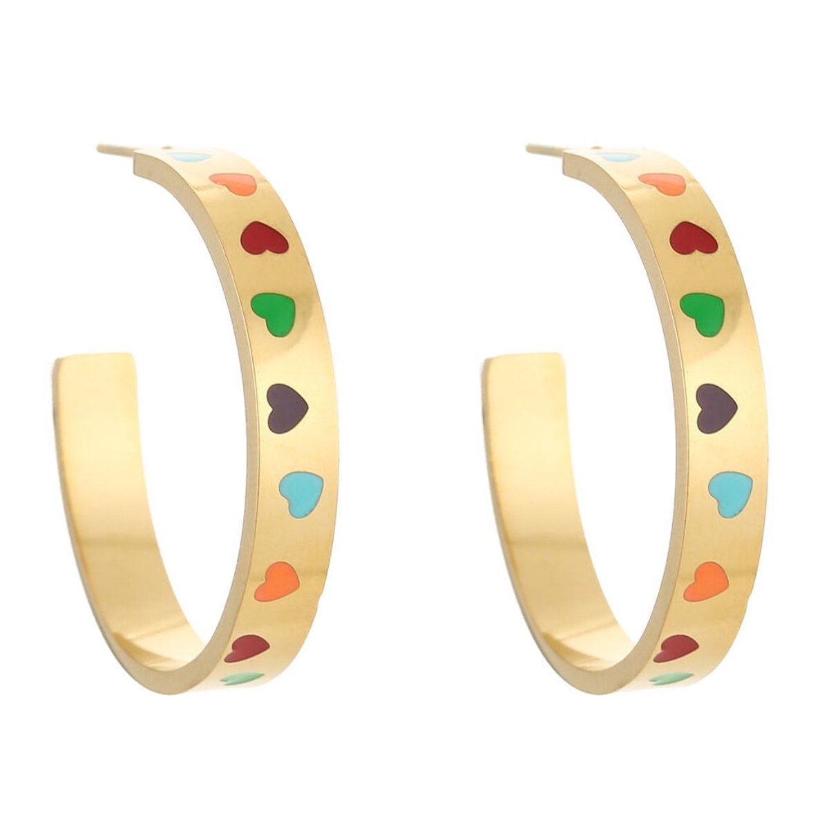 Michelle Bijou Oorbellen Colourfull Love Hoops goud multi