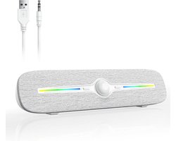 PC Luidspreker - Computerboxen Soundbar - Muziek Streaming - Kleurrijke LED - Compact Ontwerp - Wit
