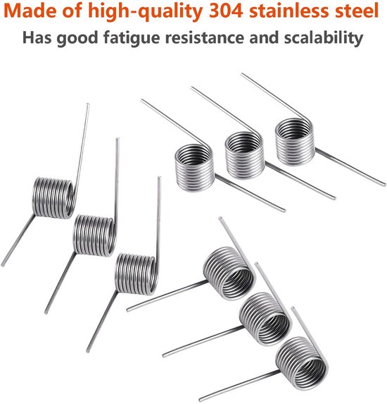10 Stuks Kleine Torsiespringen van RVS, Draaddiameter 0.7mm, Buiten Diameter 5mm, 9 Spoelen, 120 Graden Hoek, Voor Precisietoepassingen en Mechanische Projecten — afbeelding 2