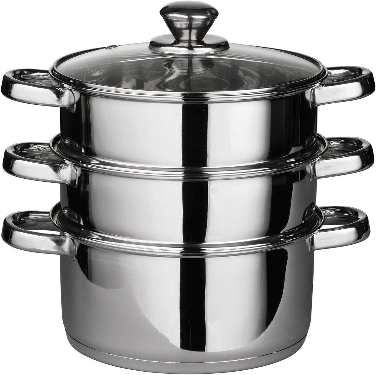 Stoompan 3 Lagen - Grote Stoomkoker - Gezond Koken - Vaatwasmachinebestendig - Diameter 22cm - Zilverkleurig