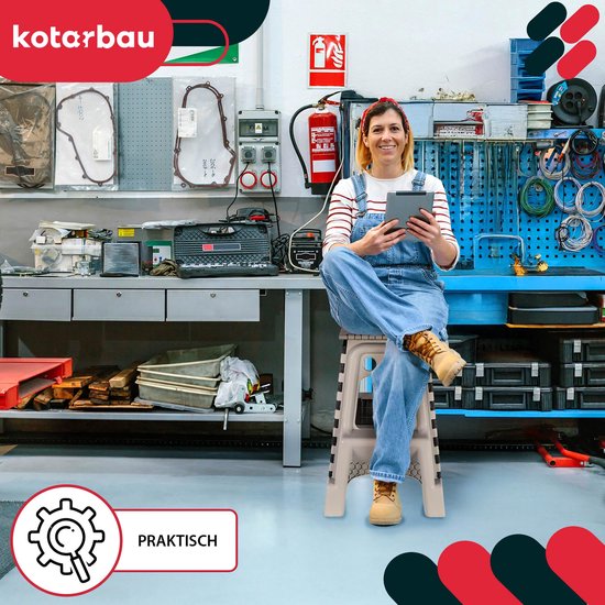 KOTARBAU® Opvouwbare Kruk - Opstapje Inklapbaar 55 cm - Opvouwbaar Opstapkrukje - Antislip en Stabiel - Draagbaar - Kunststof - Grijs en Zwart — afbeelding 2