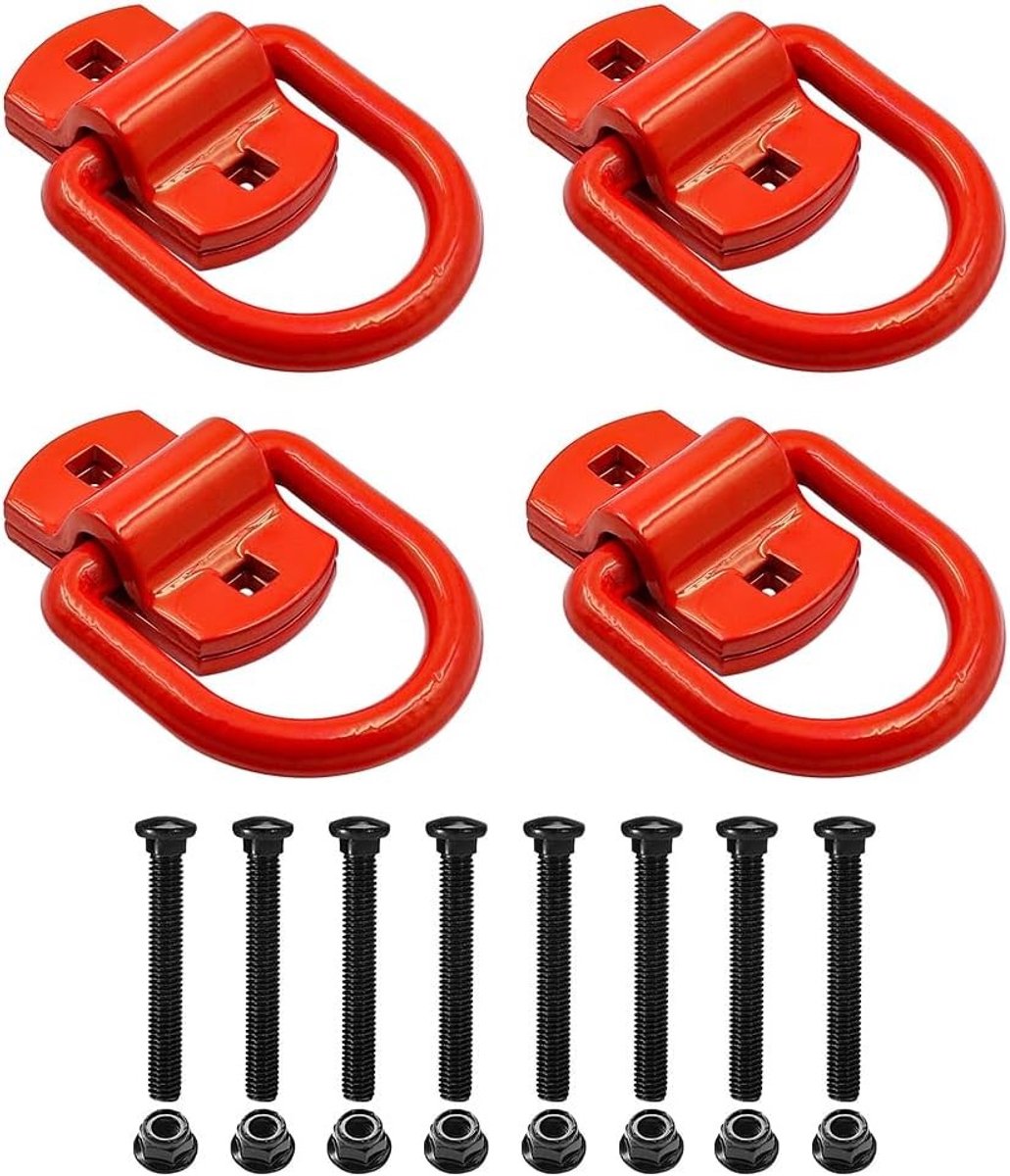 Set van 4 D-Ringen met Grommet en Schroeven voor Zware Ladingen, Ideaal voor Moeilijk Terrein en Bevestigingspunten, Tot 5400 kg Belastbaarheid