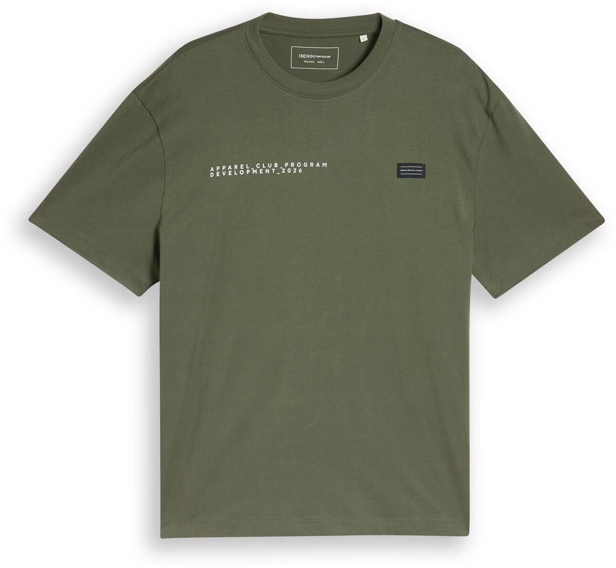 Tom Tailor Denim - T-shirt met print in relaxed fit - Maat XS - urban olive green