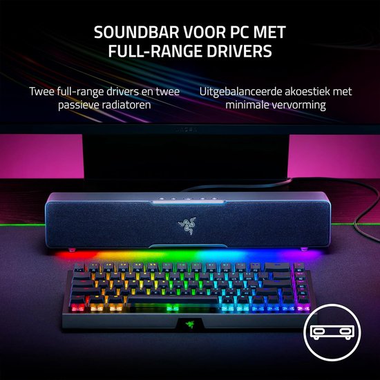 Desktop Soundbar - PC Audio - Entertainment Geluid - Compact Desktop Formaat - 40 cm Lengte - Zwart — afbeelding 3