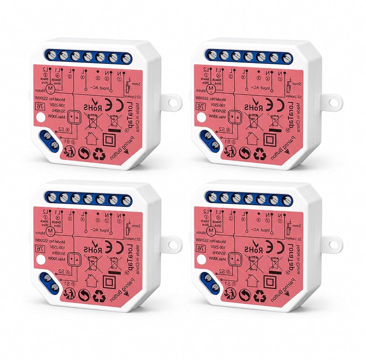 Slimme Rolluikmodule - Gordijnmodule Jaloeziebesturing - Huisautomatisering - Geen Hub Nodig - 4 stuks - Donkergrijs