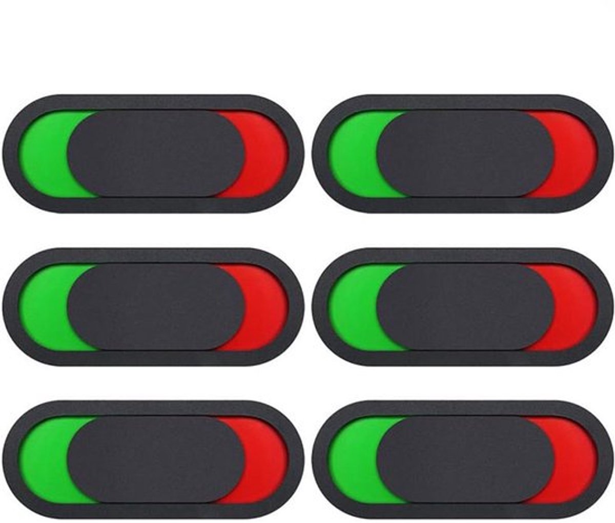 6 stuks zwarte schuifbordjes afmeting 10x4 cm met meerdere statusteksten Vrij, Bezet, Welkom en Niet storen voor deuren van kamers, kantoren en zorgruimtes