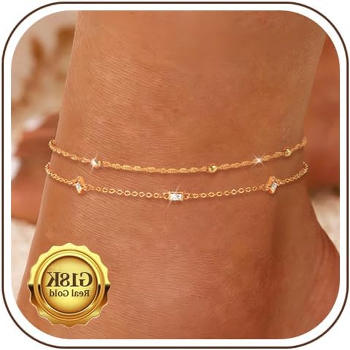 Enkelbandje dames - Voetsieraad zilver - Strandoutfit compleet maken - Verstelbaar en waterdicht - 22 + 5 cm - Zilver
