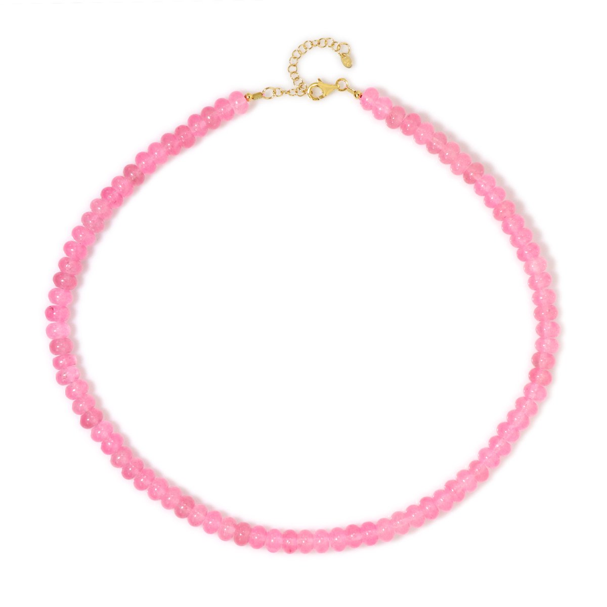 Cavill - Zilveren Halsketting 925 Sterling Zilver Verguld - Roze Kwarts 195,44 ct - Elegante Dames Ketting - Natuurlijke Edelsteen