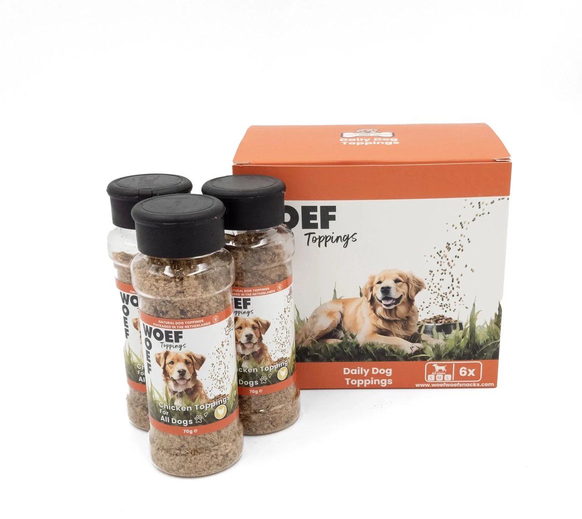 Woef Woef Snacks Hondensnacks Kip Toppings - 0.42 KG - Hondenvoer Toppings - Kip - Alle honden en alle leeftijden vanaf 2 maanden - Geen toevoegingen