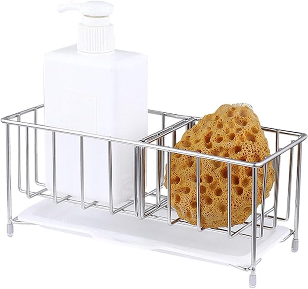 Sponshouder RVS - Zelfklevende Sponshouder - Vaatdoekhouder Organizer - Gootsteen organizer - Keuken Organizers - Sponshouder spoelbak voor spons, borstel, spoelbakstop en doek - RVS