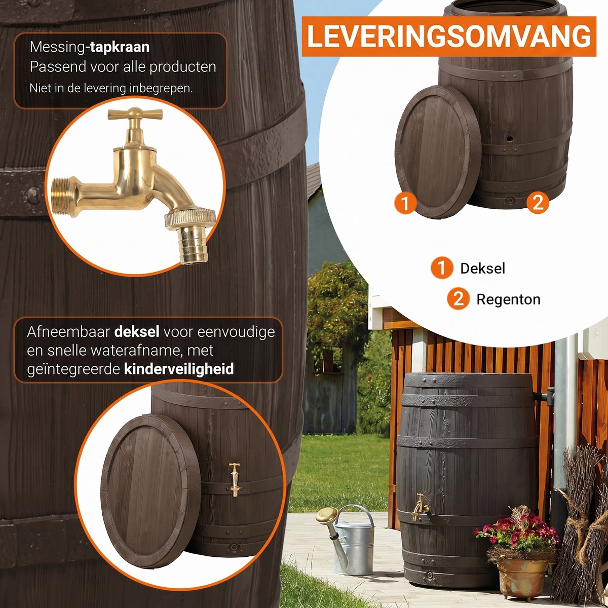 Garantia Barrica récupérateur d'eau 260 litres marron