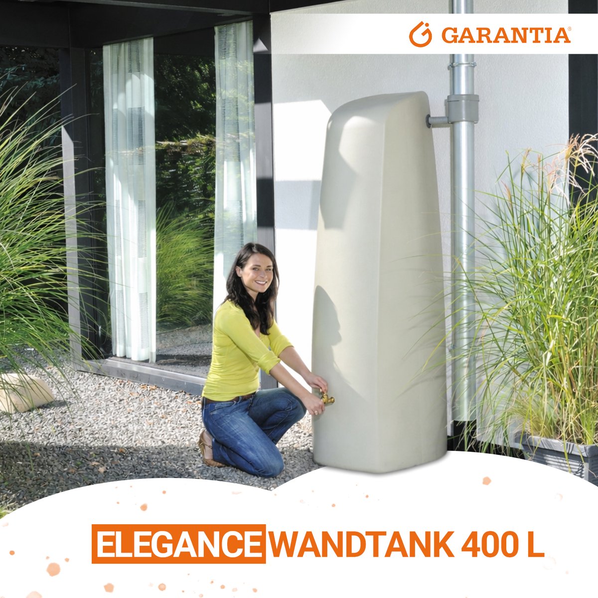 Garantia Elegance colonne récupératrice d'eau 400 liter beige sable