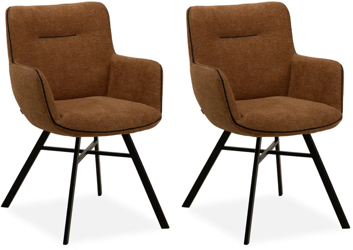 Maxfurn MX-Sofa - Stoel Maissie - Kleur: Cognac - set van 2 stoelen