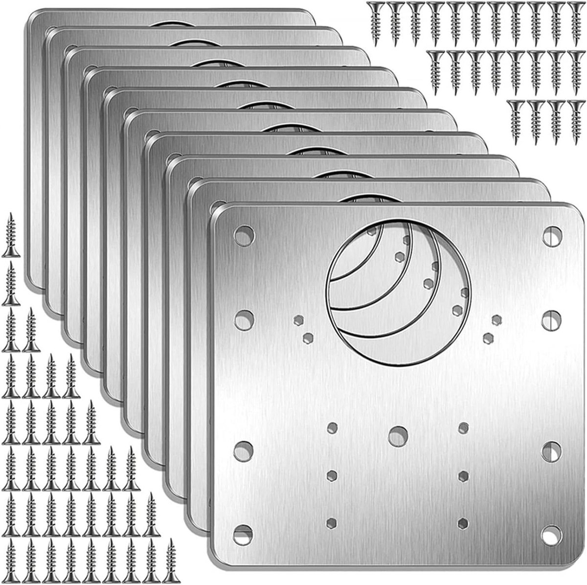 Scharnier Reparatieplaat - Kastdeur Bevestiging - Meubels Repareren - Roestvrij Staal - 9x9 cm - Zilver