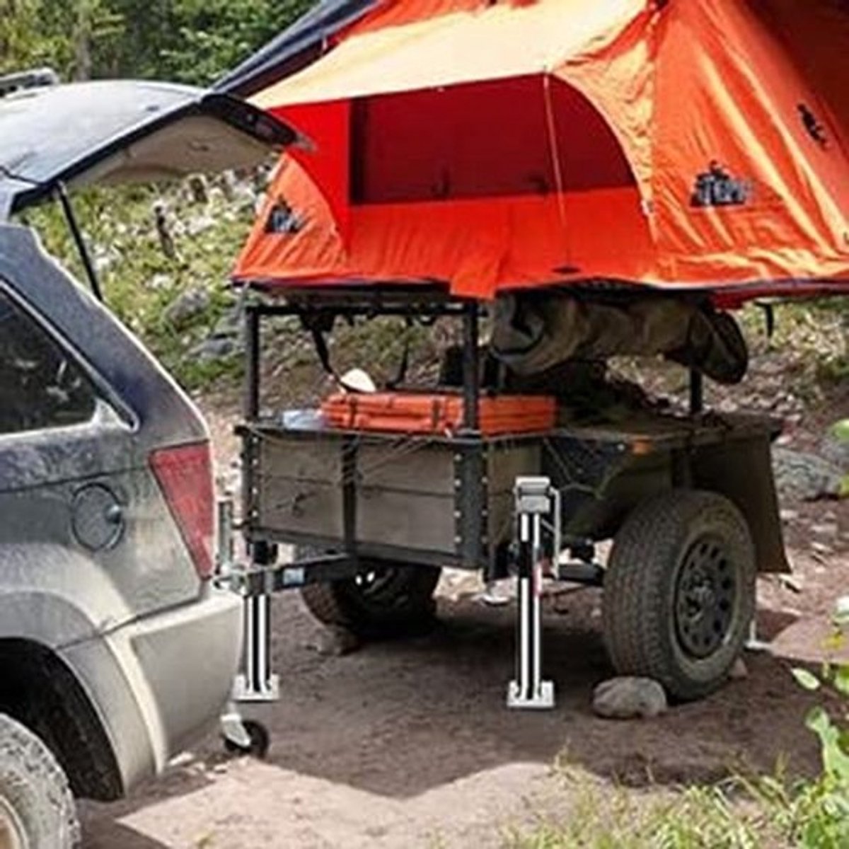 Aanhangwagenkrik 5000 lbs Capaciteit - Roestvrijstalen Zijwindsteunpoot - Hoogwaardig A3-staal - Ideaal voor Caravan/Trailer - Eenvoudig te Installeren - Trailerjack