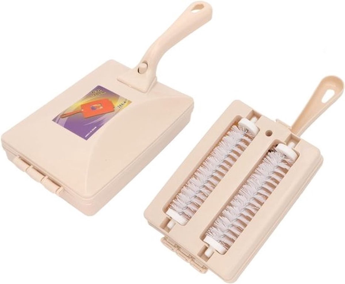 Handveger met Dubbele Rol, Handmatige Borstel voor Tapijt en Meubels, Ideaal voor Schoonmaken van Tafel en Vloer