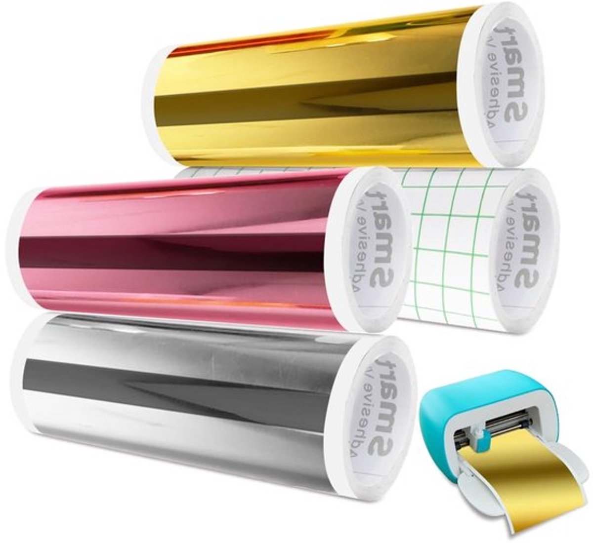 Permanent Zelfklevend Vinyl Set voor Creatieve Projecten - 4 Rollen Metallic Chrome, Goud, Zilver en Roze Goud - Inclusief Transferfolie voor Raamdecoratie en DIY Kunstwerken