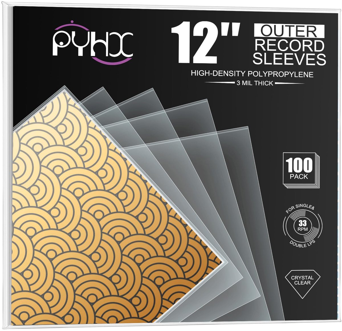SnelShoppen - 254 x 30 cm Vinyl Platenhoezen - 3 Mils Dikke Transparante Polypropyleen Beschermhoezen voor LP Albumhoezen - Hoge Dichtheid en Duurzaam