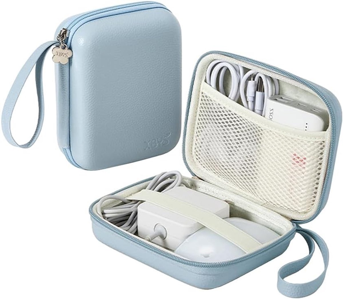 Draagbare Elektronische Tas voor Oplaadkabels - Blauw - 11 x 4,5 x 11 cm - Waterdichte Kabel Organizer - Voor Reisaccessoires
