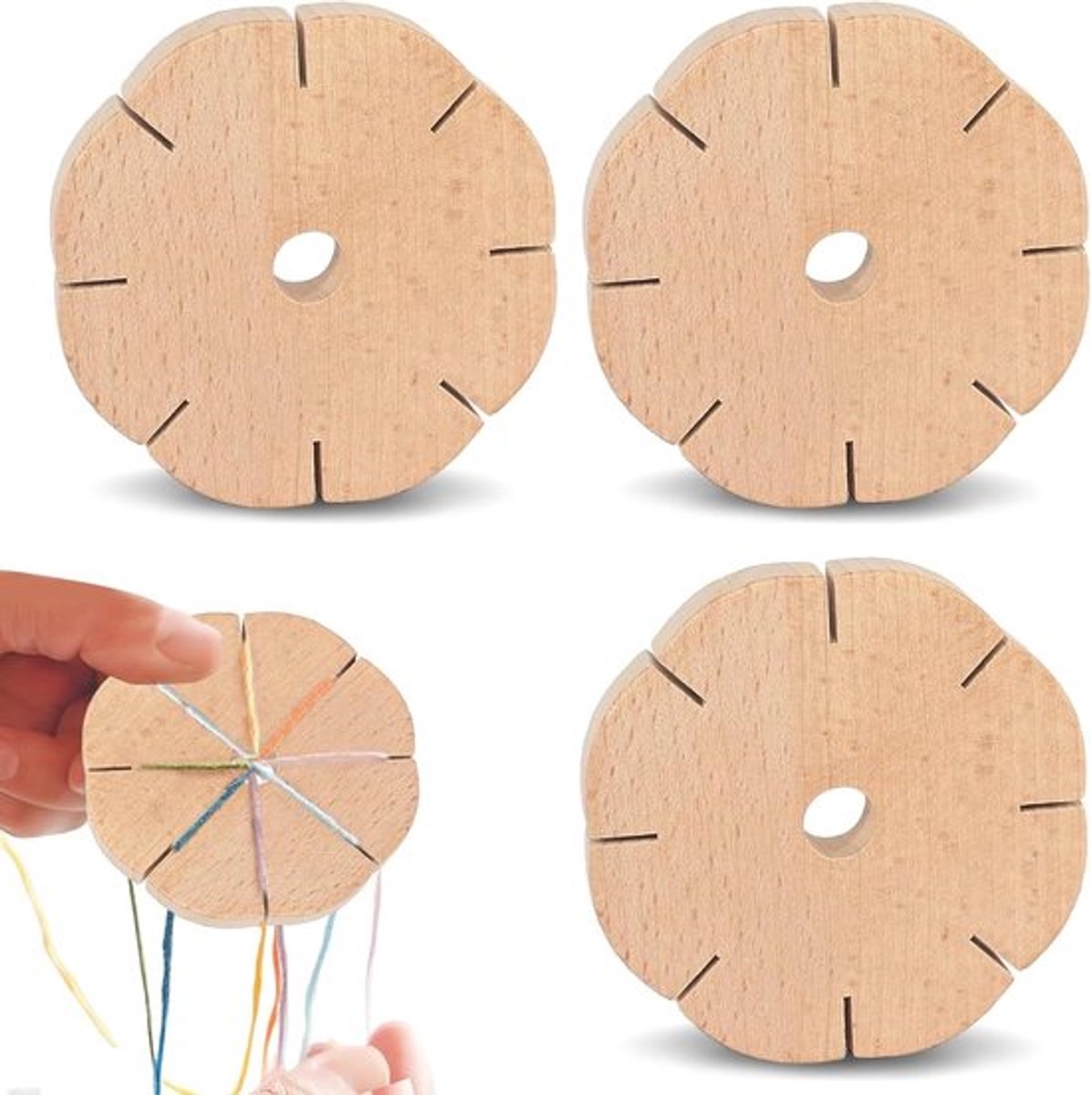 3-delige houten knopen set voor Kumihimo armbanden - DIY creaties voor verjaardagen en festivals