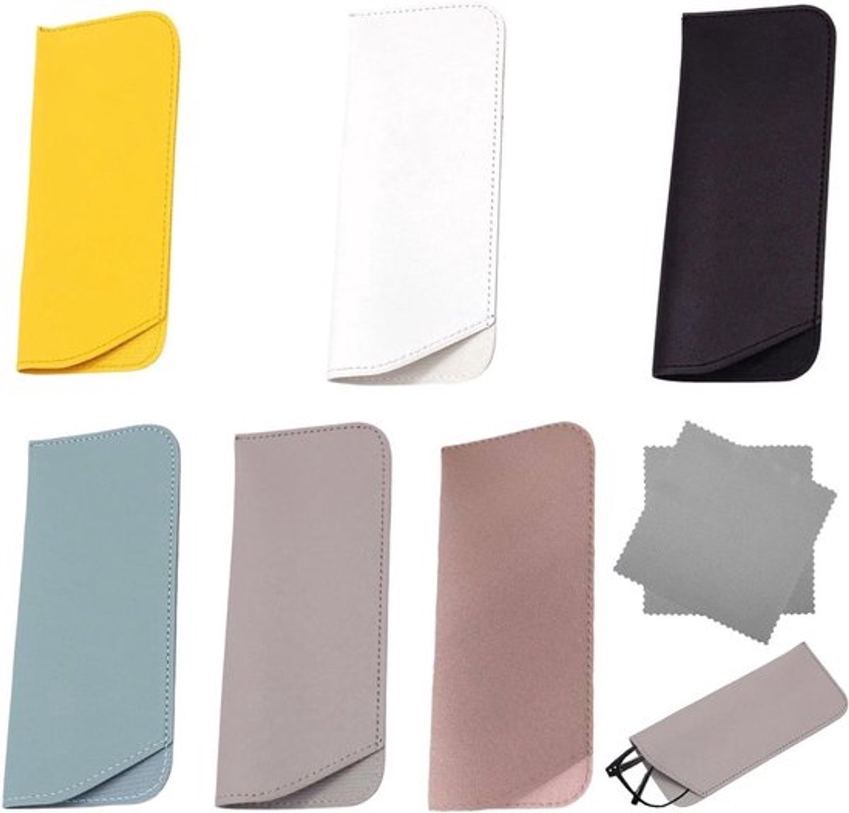 Set van 6 Zachte Platte Brillenhoezen met Reinigingsdoek - Ideaal voor Zonnebrillen, Leesbrillen en Draagcomfort voor Volwassenen en Kinderen