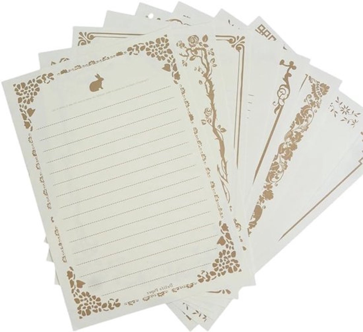 80 vellen wit vintage briefpapier A5-formaat met lijnen en 8 patronen - ideaal voor thuis, uitnodigingen en liefdesbrieven.