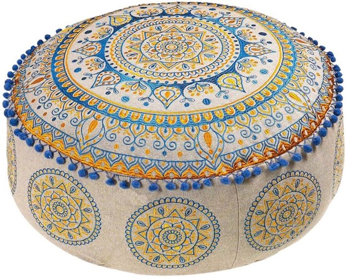 Vloerkussensloop 60 x 20 cm - Ambachtelijke Poef - Boheemse Decoratie - Meditatie/Kruipkussen - Yoga/Zithoek - Hoogwaardige Kwaliteit