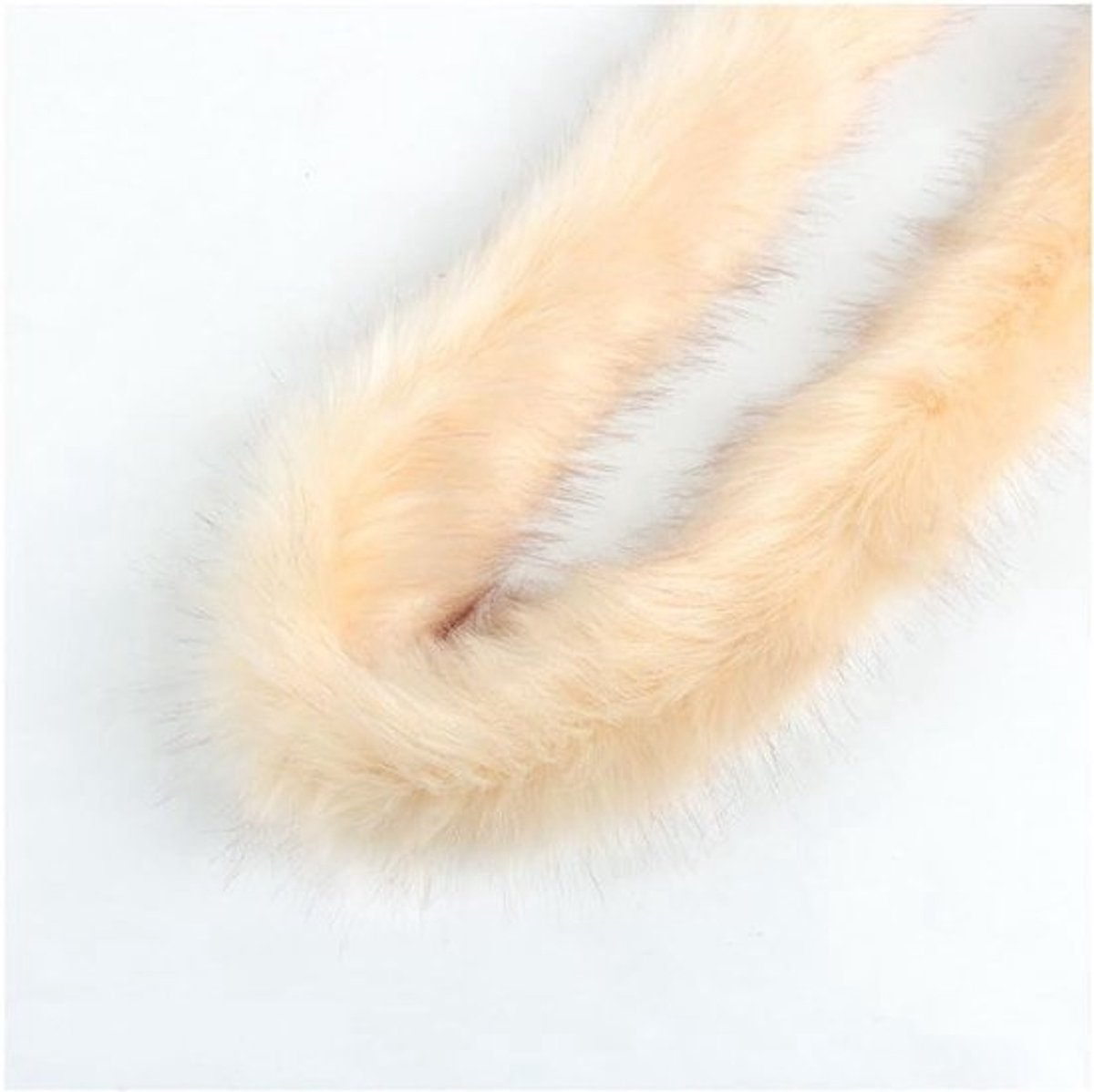 10 meter pluche lint met faux fur rand voor naaien, ambachten en cadeauversiering in beige