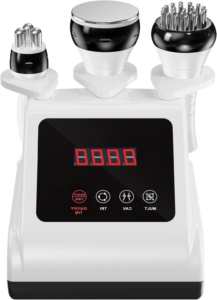 Massageapparaat 3-in-1 - Body Shaper - Huidversteviging Lichaam - 40K Cavitatie RF EMS - 3 Huidkoppen - Wit
