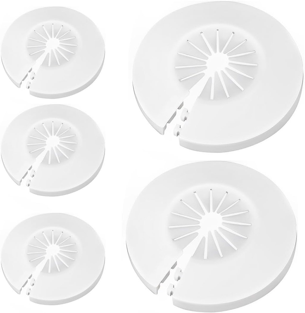 SnelShoppen - Pack van 5 Pijpcovers voor Warm en Koud Water Gasleidingen - Universele Maat 14-45 mm - Witte Plastic Bescherming voor Huishoudens
