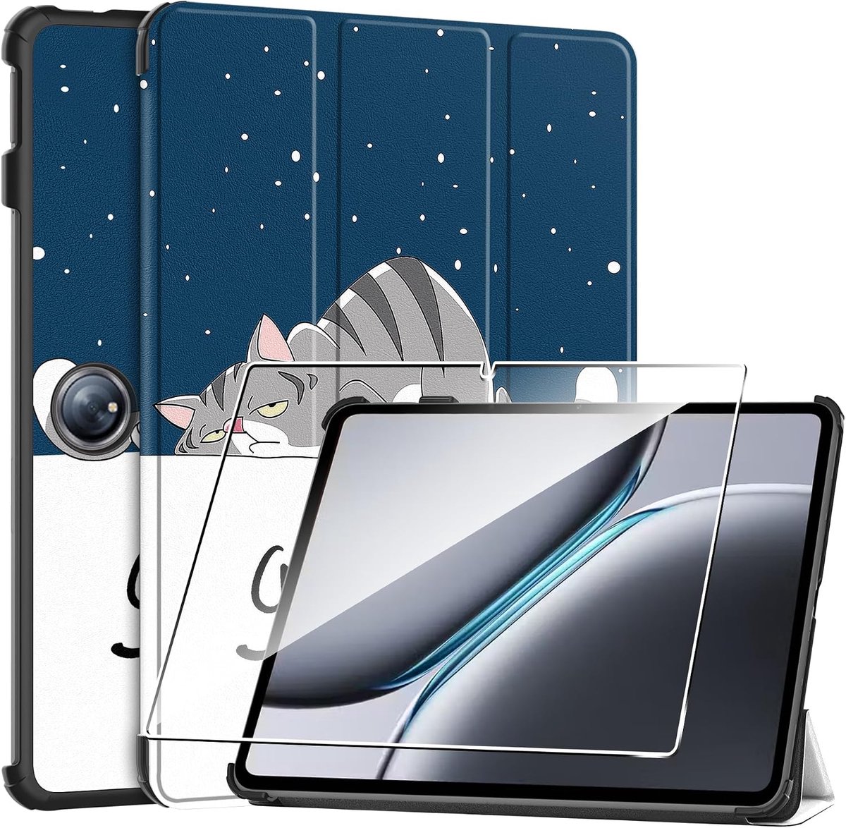 SnelShoppen - Beschermhoes voor Oneplus Pad 2/OPPO Pad 3 Pro 12.1 Inch 2024 - Ultra Dun Shockproof TPU Silicone Hoes met Tempered Glass - Flexibele Ka