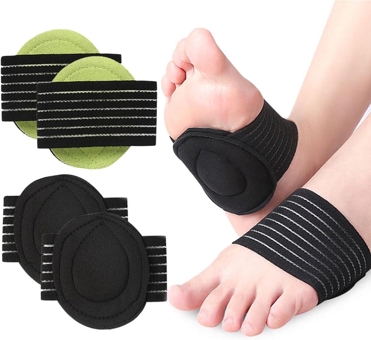 SnelShoppen - 2 Paar Gevoerde Compressie Ondersteuningssleuven voor Plantenfasciitis, Platte Voeten en Hakspoor voor Mannen en Vrouwen