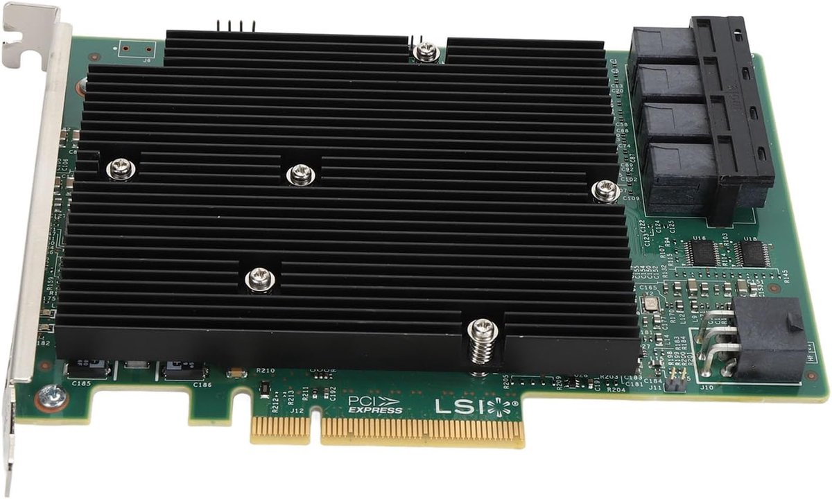 SnelShoppen - 12Gb/s SAS Controller HBA Kaart met 16 SATA SAS Poorten, Geschikt voor Windows, Linux, VMware, FreeBSD
