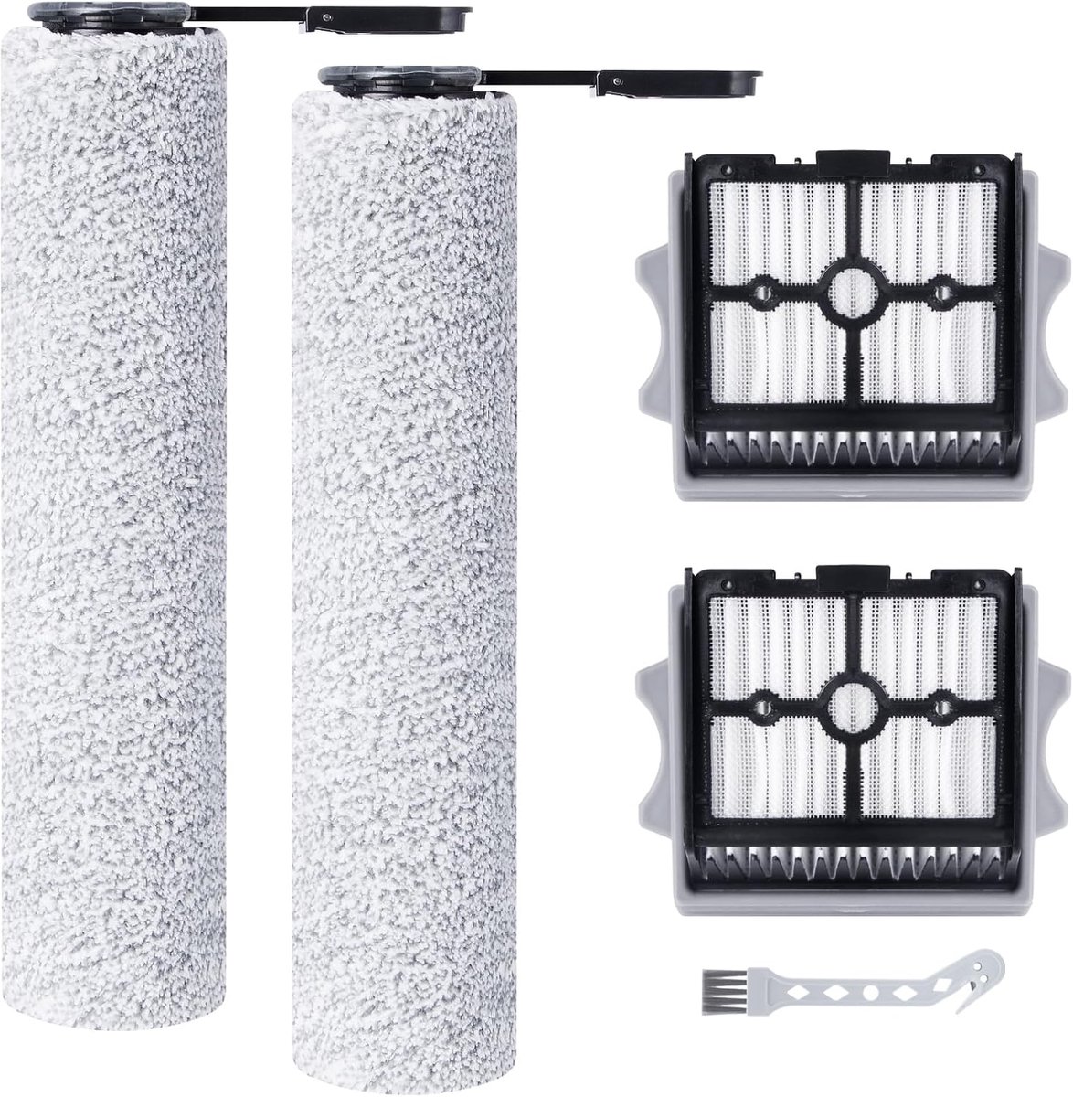 SnelShoppen - Rollerborstel en HEPA Filter voor Draadloze Nat/Droog Stofzuiger, 2 Rollerborstels + 2 HEPA Filters, Vervangonderdelen voor Tineco Floor