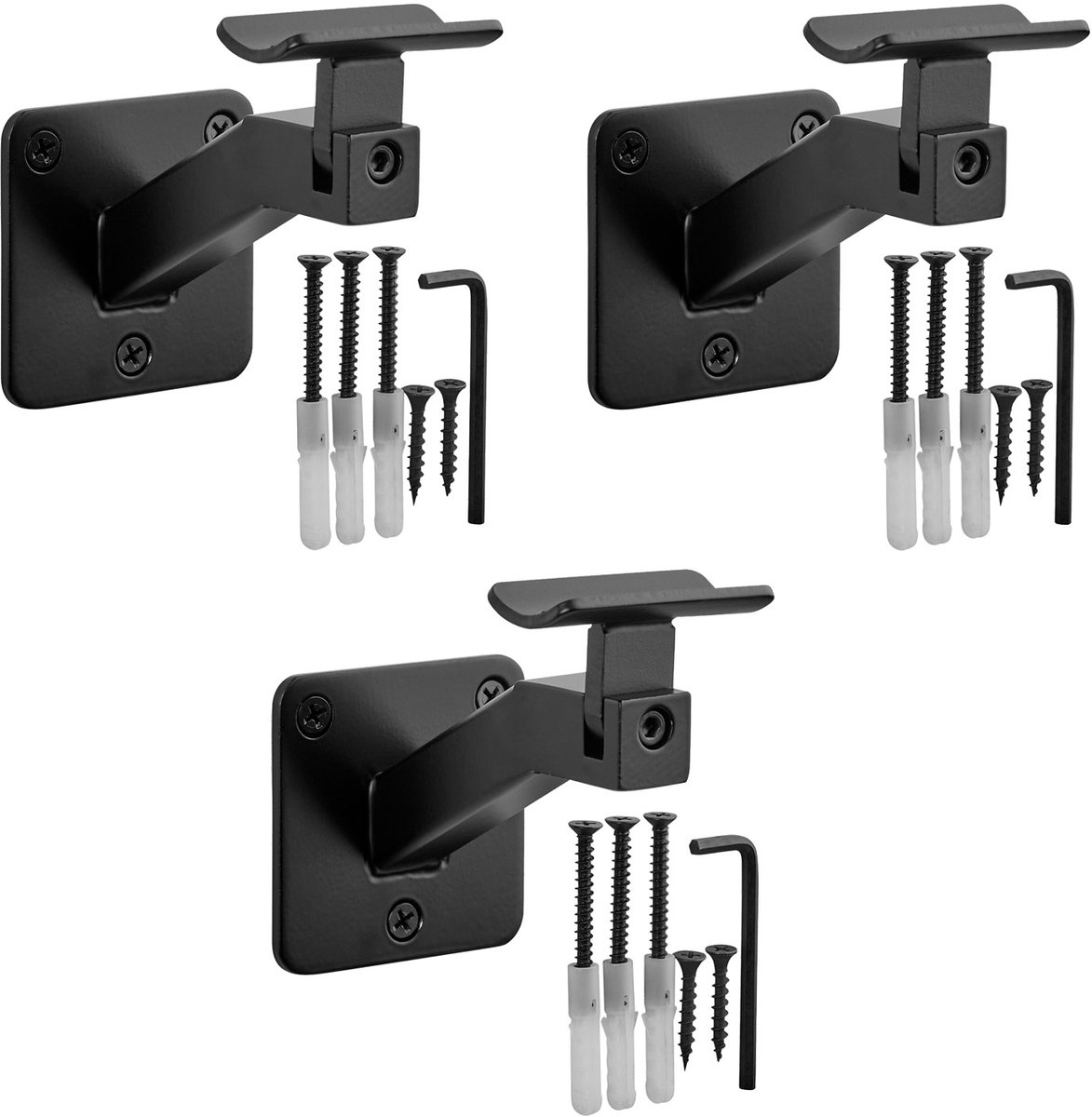 SOTECH Set van 3 leuninghouder FORGE 40° verstelbaar voor Ø 45 mm ronde leuningen (70 x 99 x 100 mm staal zwart poedercoating) voor een exacte aanpassing aan traphellingen en montagesituaties