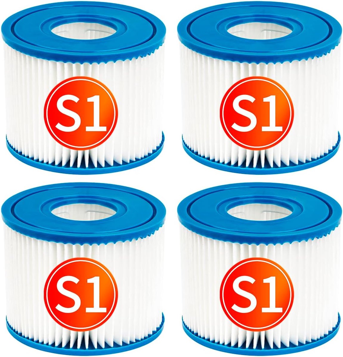 SnelShoppen - Poolfilter Compatibel met PureSpa Type S1 Vervangingscartridge Pompfilter, 4 Stuks Hot Spring Filters voor Spa Zwembaden (10,7 x 7 cm)