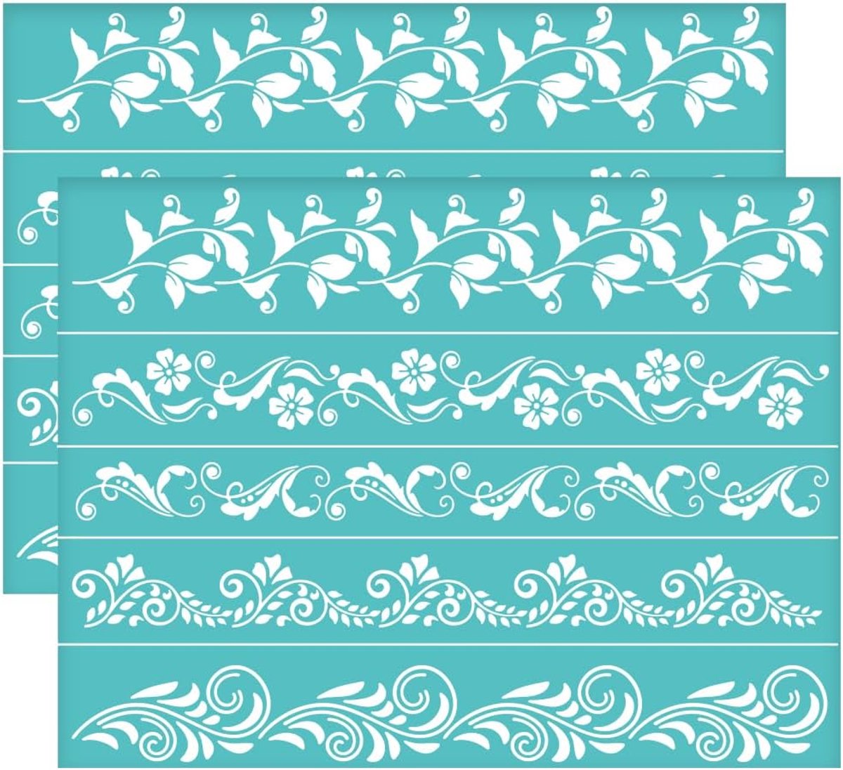 SnelShoppen - 2 Stuks 28x22cm Bloemenrand Zelfklevende Schablonen voor Zeefdruk, Klimop Mesh Sjablonen voor DIY T-Shirt en Textiel Schilderen