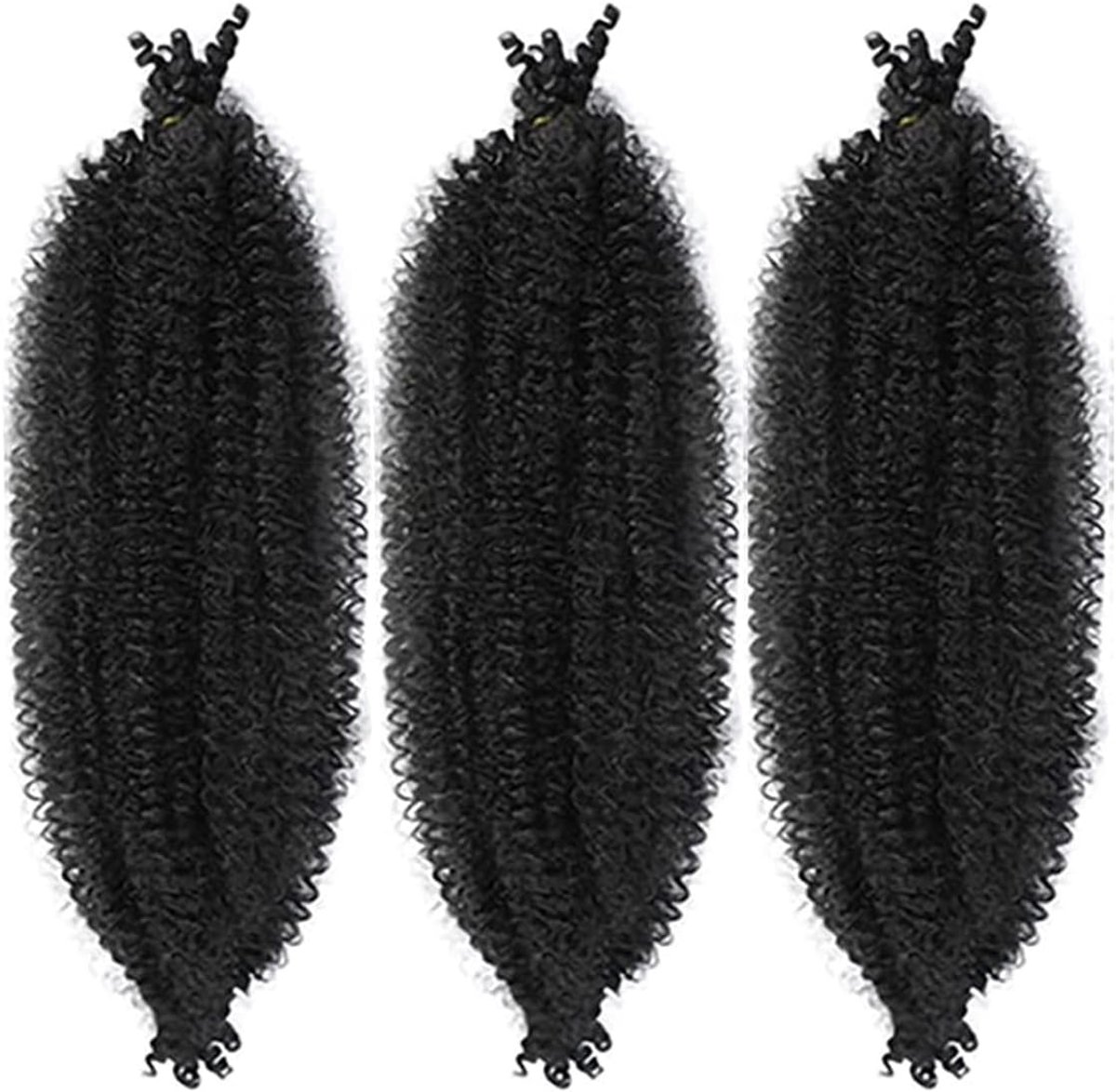 SnelShoppen - 3 Packs 12 Inch Zachte Twist Haar voor Afro Marley Locs – Zwarte Vooraf Gescheiden Spring Twist Haar voor Haaklocs, Krullende Marley Vle