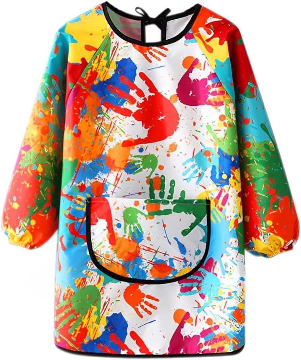 SnelShoppen - Kinderschort Waterproof Verstelbaar Met Grote Mouwen en Vakken Voor Jongens Meisjes School Kunst Schilderen Knutselen 7-11 Jaar