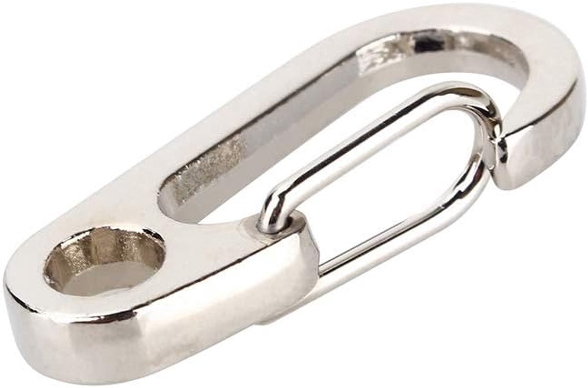 SnelShoppen - RVS Carabiner Haak EDC Heavy Duty Mini Sluiting Voor Sleutels, Camping, Vissen, Outdoor, Robuust, Aluminium, 2 Stuks, Zwart