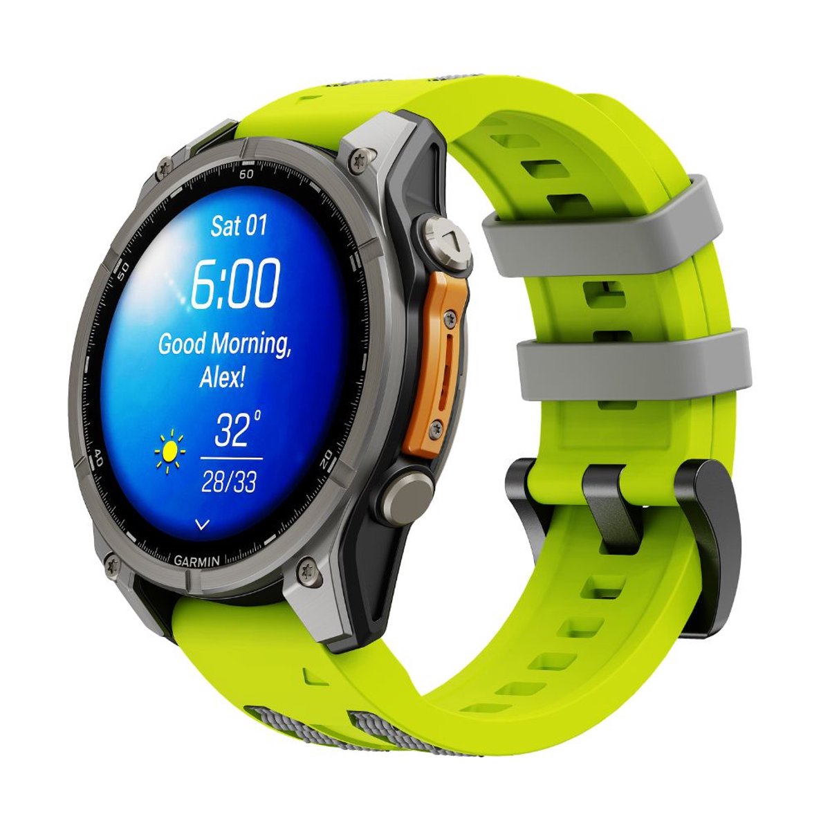 Cubenest Premium sporthorlogeband 26 mm Geel/Grijs - geschikt voor Garmin smartwatch