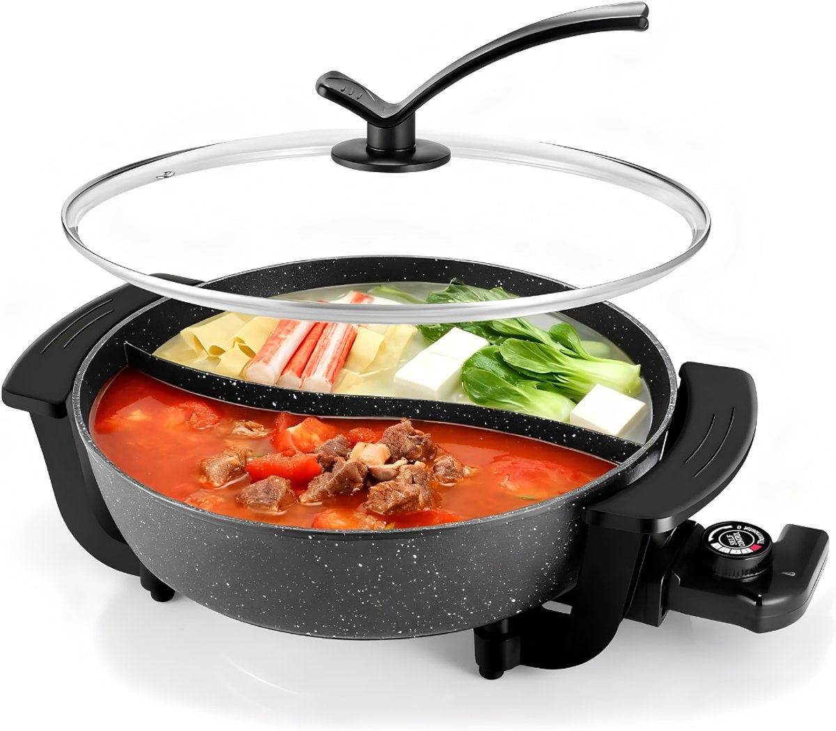 Lìon® Hotpot - 1200W - Hotpot Pan - Hotpot Electrisch - Zwart - 10cm x 39cm x 31cm