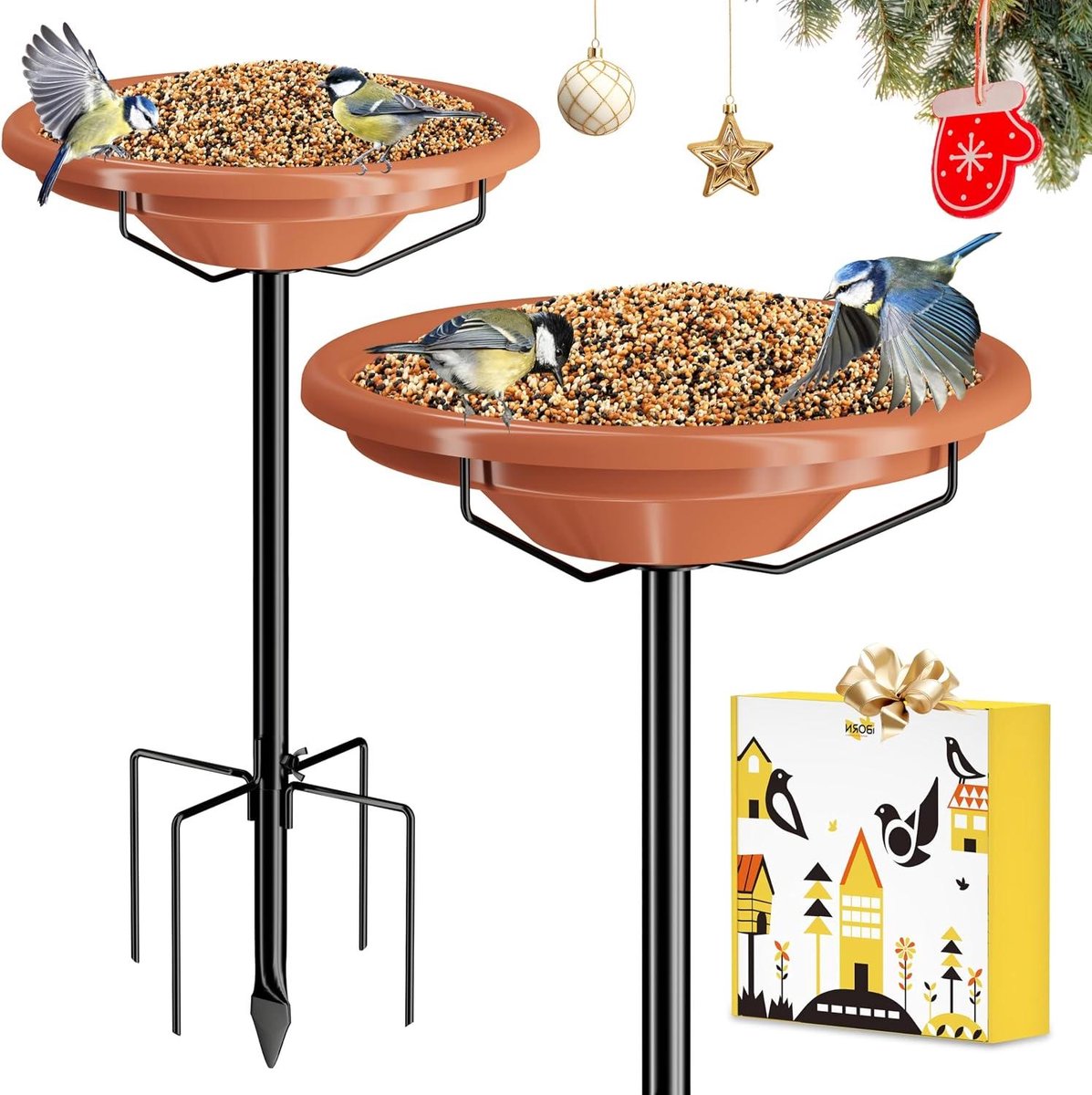 Vogelbad voor buiten - Vogelbad standaard - Vogels voeren - Verstelbare hoogte - 91 cm hoog - Metaal