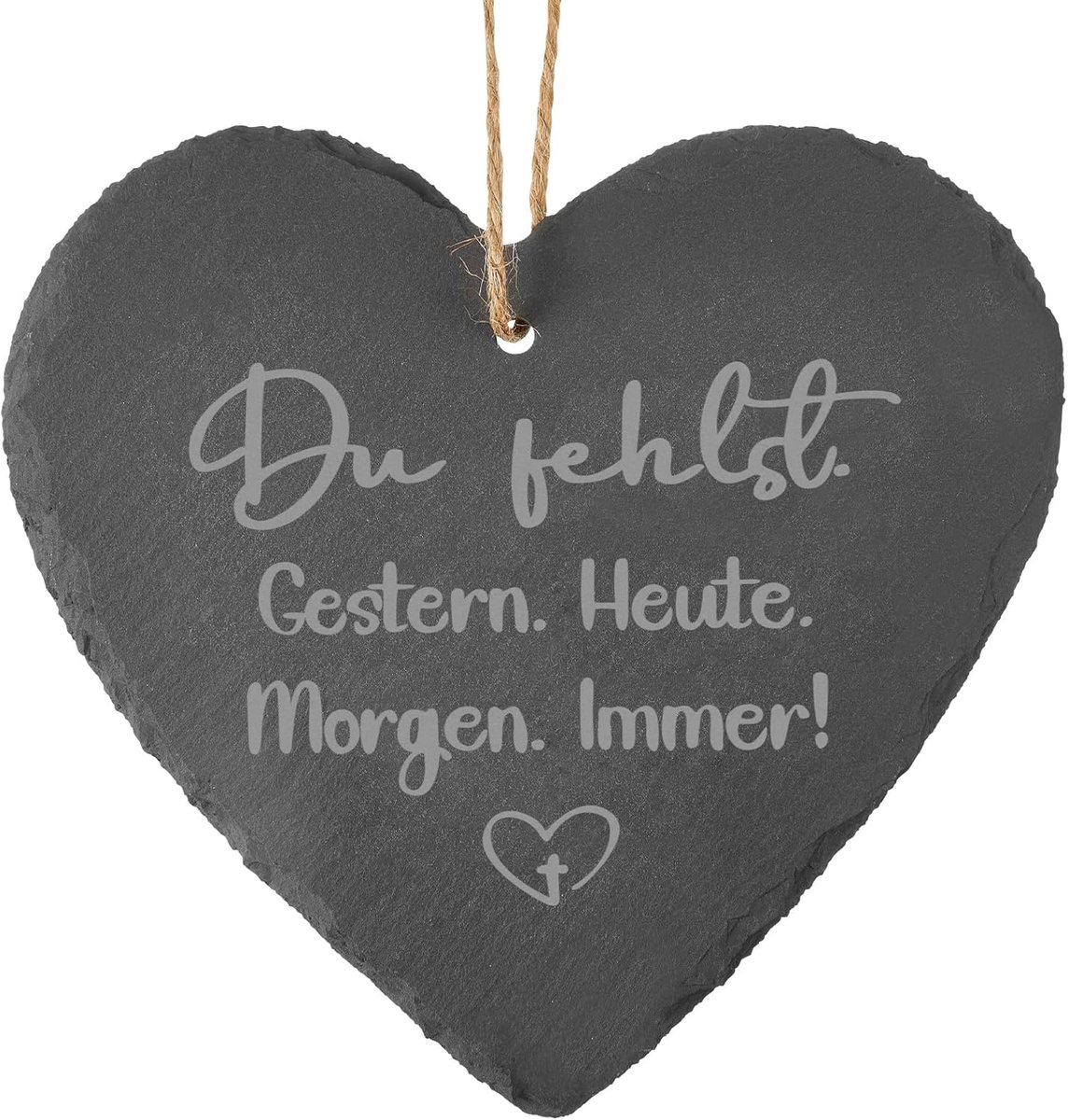 Weewooday Grave Decoration Weatherproof Slate Sign in Heart Shape with Cord for Hanging, Slate Heart with Engraving - ShopVlot