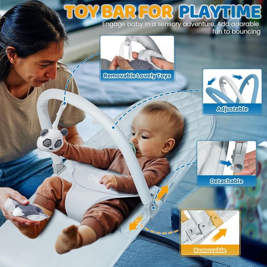 Baby wipstoel - Schommelbank - Ontspannen en spelen - Inclusief speelgoed - Tot 9kg - Grijs — afbeelding 4