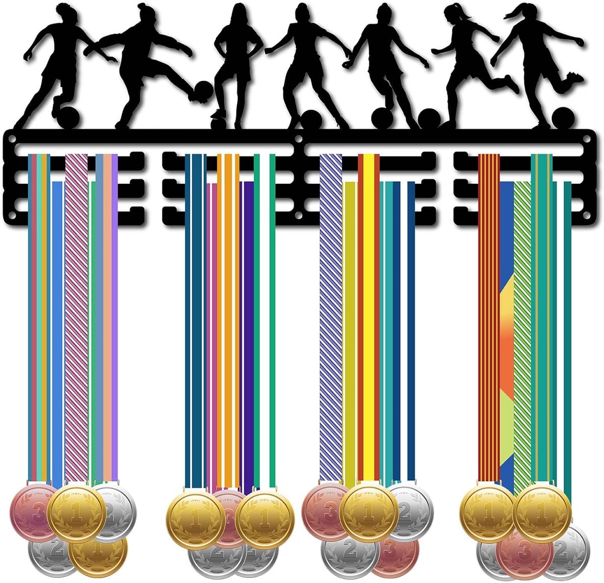 SnelShoppen - Medaillehouder voor Vrouwen, Sport Medaille Wandhouder, Zwarte Wanddecoratie, 40 x 15 cm, Uniek Ontwerp voor Sportprestaties en Succesfe