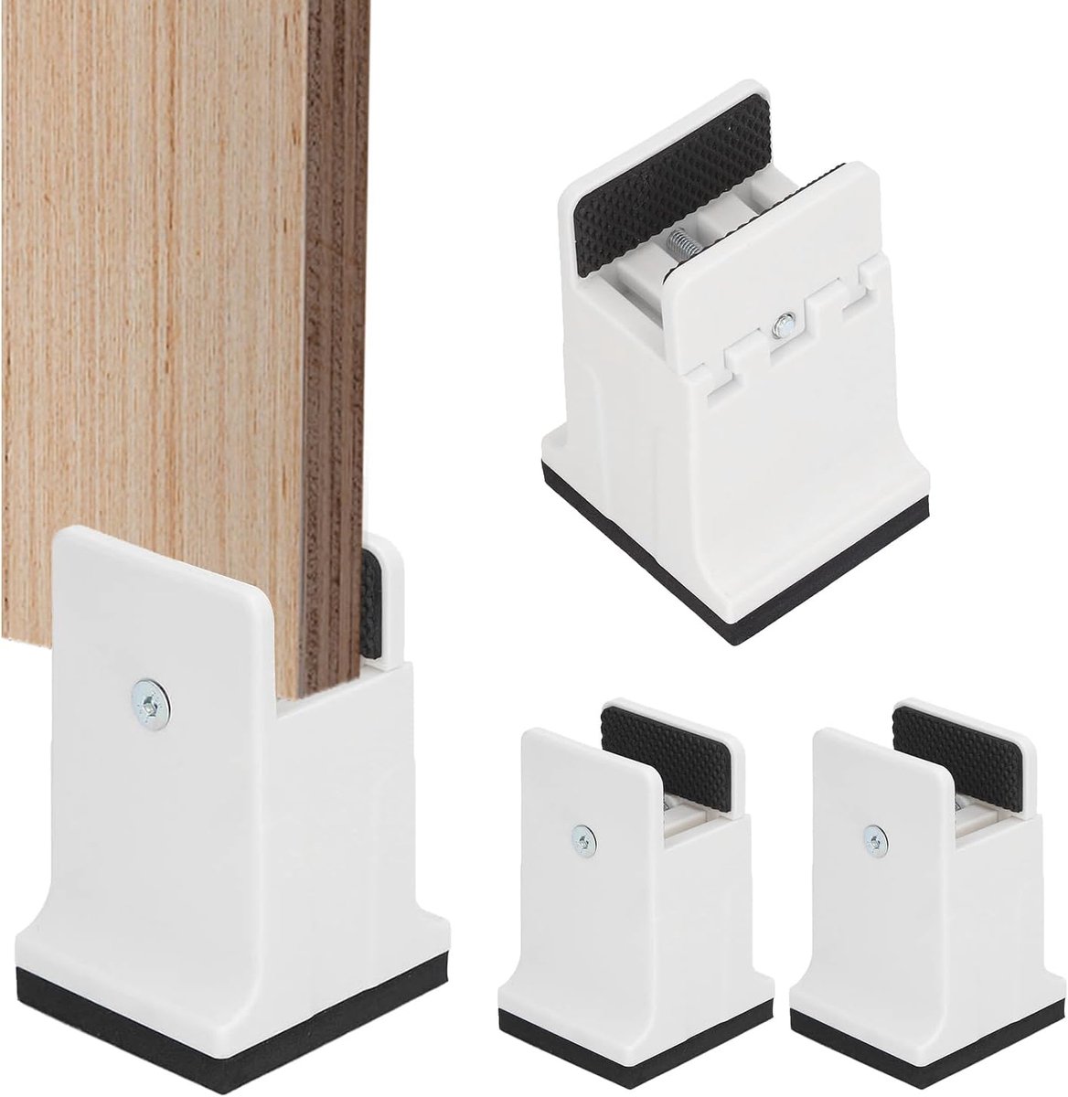 SnelShoppen - Bedverhogers 4 Stuks Verstelbare Tafelstoelen Verhogers Rubber Bedframe Verhogers Meubelpoten Met Schroefklem (Wit)